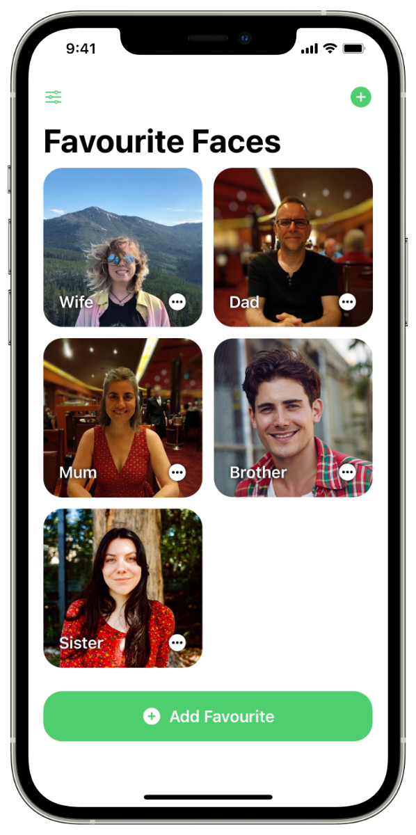 The Favourite Faces app