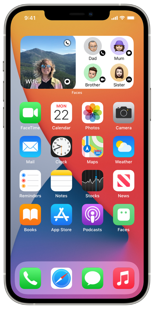 Faces widgets on a Home Screen